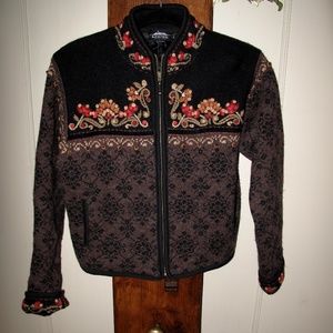 ICELANDIC DESIGN Embroidered Wool Sweater Jacket S